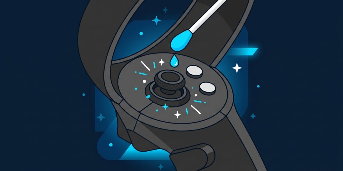 Controlador de VR i un bastonet netejant el joystick — guia per arreglar el drift