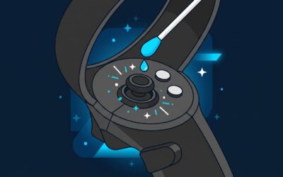Controlador de VR i un bastonet netejant el joystick — guia per arreglar el drift