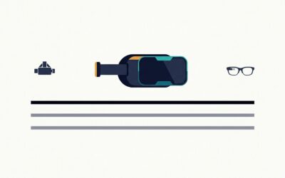 Il·lustració minimalista del resum VR/AR de la setmana amb un visor VR